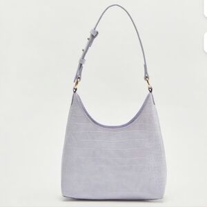 MNG Lavender Hobo Croc Embossed Shoulder Bag, Mango Bag Periwinkle